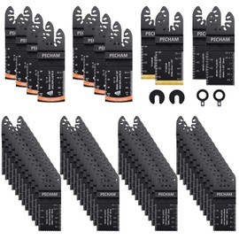 Oscillating Saw Blades, PECHAM 64PCS Professional Universal Titanium Multitool Blades for Wood Plastics Metal Quick Release Multi Tool Kits Fit Rockwell Ridgid Ryobi Milwaukee Chicago Craftsman