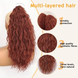 ORSUNCER ORSUNCER Ponytail Extension Claw 18" Curly Pony Tail Clip in Claw Hair Extensions Fluffy Natural Looking Synthetic Hairpiece for Women