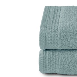 RIZO Top Towel - Set of 2 Hand Towels - Bath Towels - 100% Combed Cotton - 600 g/m2 - Measure 100 x 50 cm - Aqua Green