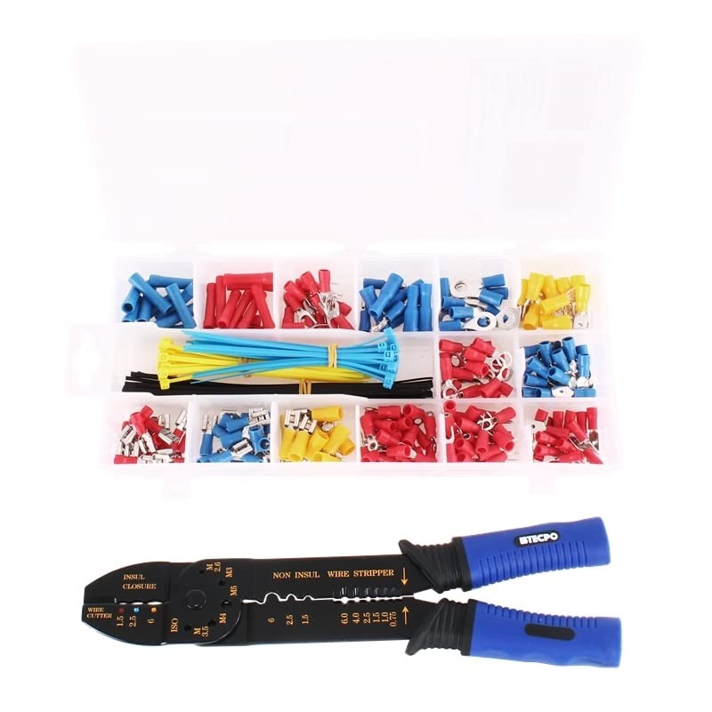 TECPO 300590 Crimping Pliers Cable Lugs Set 271 Pieces Crimping