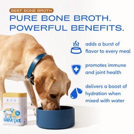 Native Pet Bone Broth for Dogs and Cats - Made with Real Beef Bone Broth, Dog Food Toppers for Picky Eaters - Provides Extra Hydration & Nutrition for Joint Strength, Immunity & Heart Health-96 Scoops