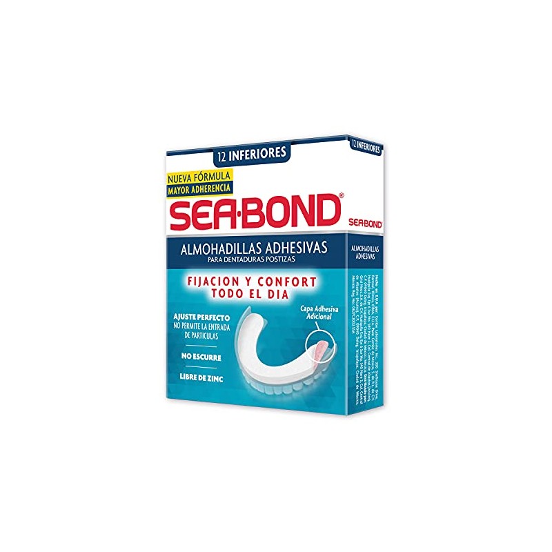 Sea-Bond Almohadillas Adhesivas para Denturas Postizas Inferiores 12 Piezas