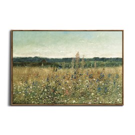 Framed Canvas Wall Art for Bedroom - Large Oversize 24x36 Ready to Hang Living Room Kitchen- Vintage Farmhouse French Country Room Decor - Sage Green Botanical Plant Flower Floral Painting Cottagecore