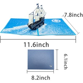 SZXMDKH Sailing Boat 3D Pop Up Greeting Card with Envelope Handmade 3D Ship Greeting Card Birthday Card Creative Creeting Card for Children, Adults, Friends, Family, Colleagues