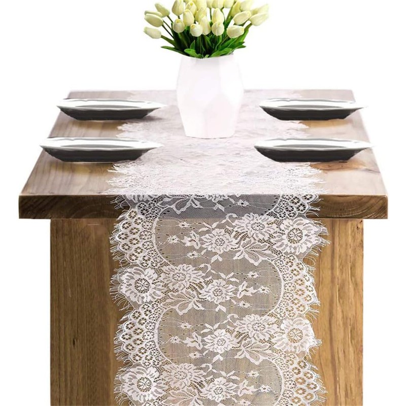 White Lace Table Runners for Wedding Bridal Shower Baby Shower