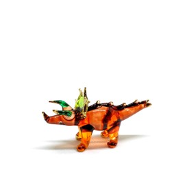 Handmade Mini Triceratops Art Glass Blown Jurassic Dinosaur Figurine Miniature
