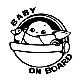 Baby On Board Groku Grogu Baby Yoda CCI Decal Vinyl Sticker|Cars Trucks Vans Walls Laptop| Black |5.5 x 5.2 in|CCI2977