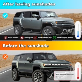 Car Side Window Shades Compatible with Hummer EV Accessories 2024 2025 2026 Side Window Sun Shades Glare and UV Rays Protection Car Camping and Napping Curtains (Rear Window)
