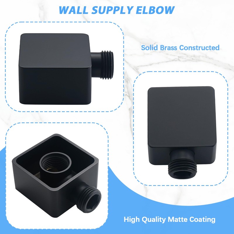 UCLIMAA Wall Supply Elbow for Handshower, Brass Square Wall Mount