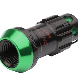 Auto Dynasty M12 x 1.25 Closed End 16 PC Aluminum Alloy Wheel Lug Nuts + 4 x Lock Nut + 1 x Key (Green Accents/Black Body)