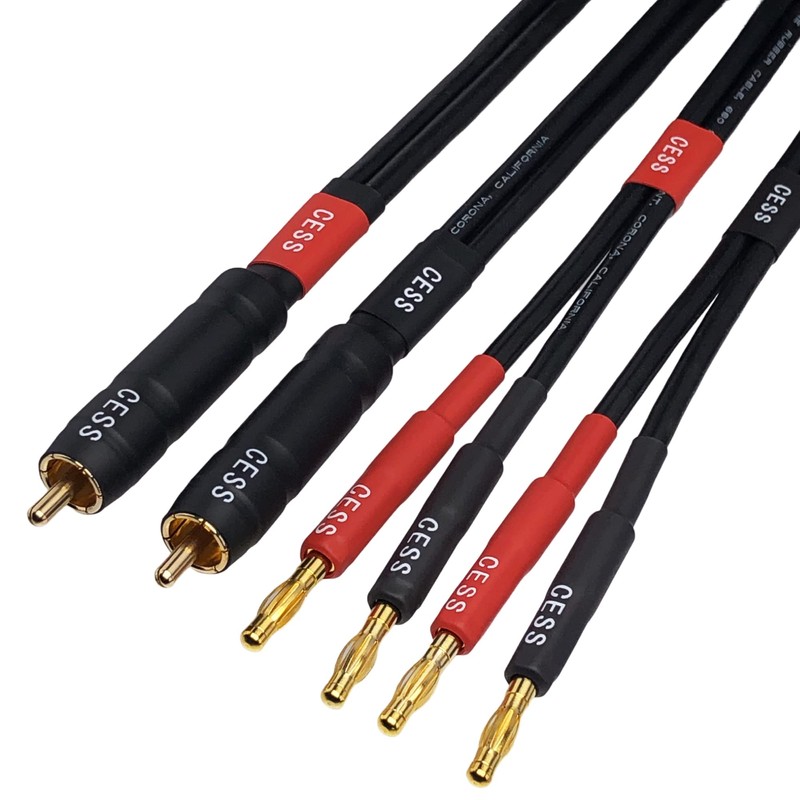 CESS-152-3f Banana Plug to RCA Cable, Phono Banana Speaker Cable,