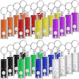 32 Pieces Powerful LED Keychain Lights, Assorted Colors Keychain Flashlight, Bright Key Ring Flashlight, Portable Key Chain Flash Light for Emergency Camping Outdoor Activity Equipment Party