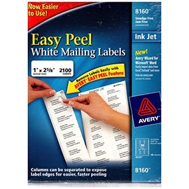Avery Easy Peel Address Labels, Inkjet Printers, White, 1 x 2.62 Inch, Box of 2100