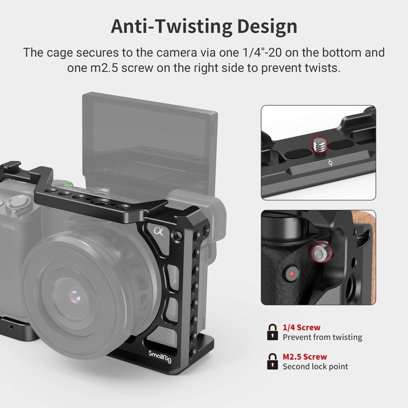 SMALLRIG A6100/A6300/A6400/A6500 Cage Camera, Jaula de Camara con 1/4 Tornillo
