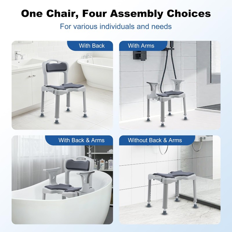 XIAOSHUNER Bathroom Shower Chair for Inside Shower with Arms and