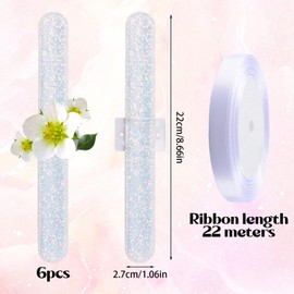 URROMA 6Pcs Slap Wrist Corsage Bracelets DIY, Glitter Slap Corsage Wristlet Shimmer Wrist Corsage Bands Kit for Wedding Prom Party Bridal Bridesmaid