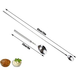 Telescopic Spoon, Extendable Stainless Steel Spoon, 8.66 to 24.4 Inch Long Retractable Spoon for BBQ, Tableware Supplies, 62cm Extendable Spoon (1 pc)