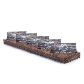Oak Wood Multiple Business Card Holder - 5 Slot Modern Card Stand for Office Desk, Perfect Professional Card Organizer for Men and Women, Stylish and Functional Design (Dark Brown)