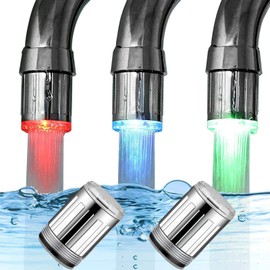 2 Pack LED Water Faucet, 3 Color Temperature Sensitive LED Water Faucet Light Water Stream Color Changing Faucet Tap for Kitchen and Bathroom