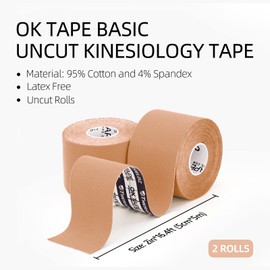 OK TAPE Kinesiology Band, Basic Original Elastic Sports Band for Support and Recovery, 5 cm x 5 m, 1 Roll, Pink