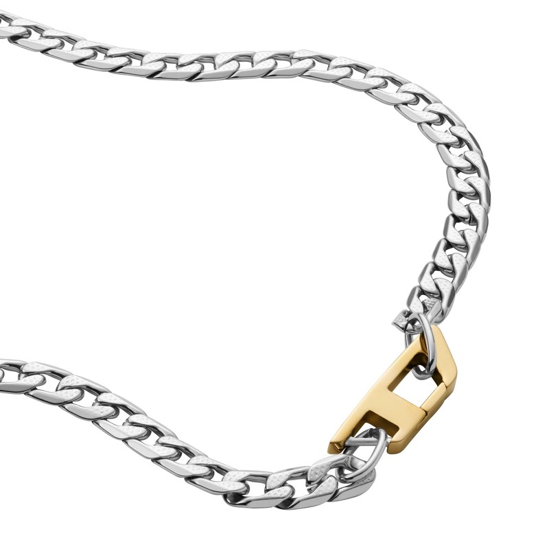 Diesel Men's Stainless Steel Chain Necklace, Stainless Steel, No Gemstone