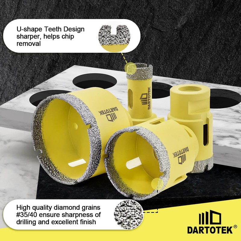 Diamond Core Drill Bits Set 10PCS - DARTOTEK Tile Hole