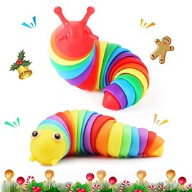 Montessori Juegos, Juguetes Slug, Juguetes Sensoriales para Autistas, Juguetes para Ansiedad contra para Adultos, Juguete Articulado 3D Stretch Slug para 3+ Años (2Pzs Oruga de Colores)