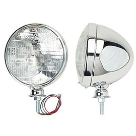 Speedway Motors 7" Stainless Steel Dietz Headlights: Universal Fit for Various Cars, 4H Bulb, Pre-wired 12V High/Low Beam, 1/2"-13 Stud Mount with 3-Wire Plug