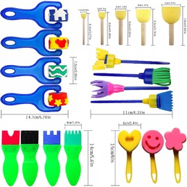 SHSHbuy Sponge Painting Brush Set, 21 Pieces Children's Painting Tools Set, Sponge Paint Brush Kits, Children's Early Education Learning Drawing Tools Art Draw Tools for DIY Crafts