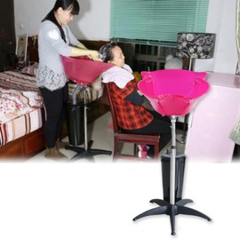 TFCFL Portable Shampoo Basin,Height Adjustable Salon Deep Shampoo Basin Sink Hair Treatment Bowl for Beauty Salon Spa Home Barber Shop (Pink)
