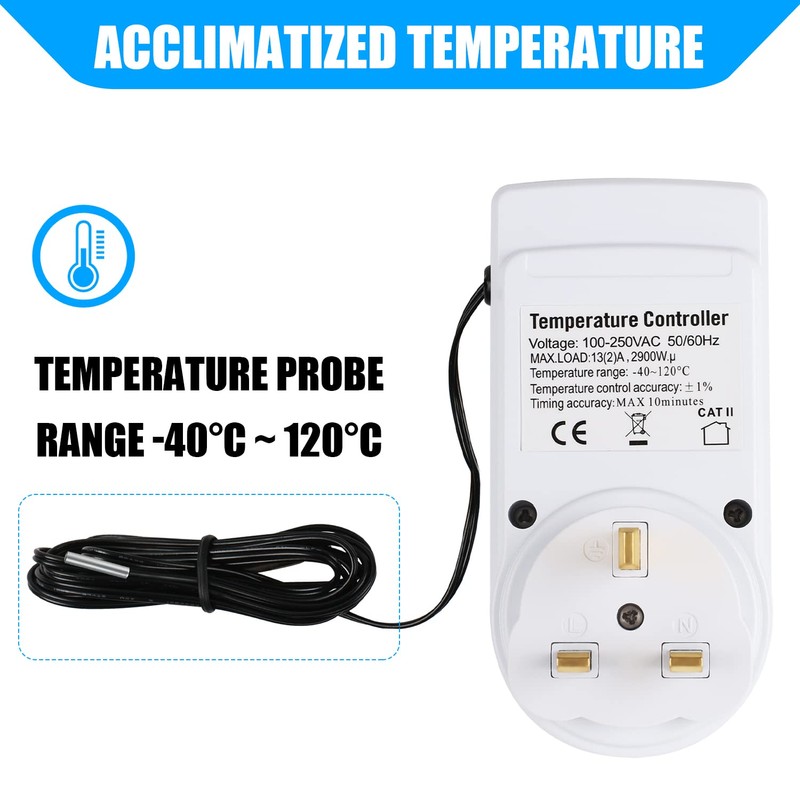 Digital Thermostat Temperature Controller, Socket Outlet 230V LCD Screen Temperature