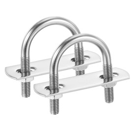 PATIKIL Round U-Bolts, 2 Pcs 1.06"(27mm) Inner Width 47mm Length M6 with Nut Plate Washer 304 Stainless Steel Round Bend U-Bolts for Boat Trailer Axle Sailboat