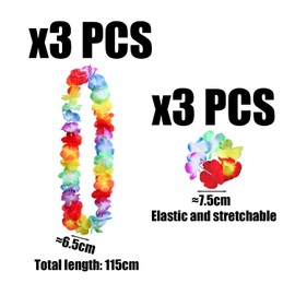 MAXQUU 3 Pieces Garlands And 3 Pieces Bracelets, Hawaiian Themed Jewelry, Beach Party Accessories, Clothing Accessories.
