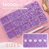 Uotey 16000 Pcs Resin Rhinestones for Crafting, Flatback Purple Gems