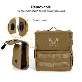 MOXULE Binocular Harness Chest Pack - Bino Case with Rangefinder Pocket and Waterproof Cover for Hiking Birdwatching Wolf Brown