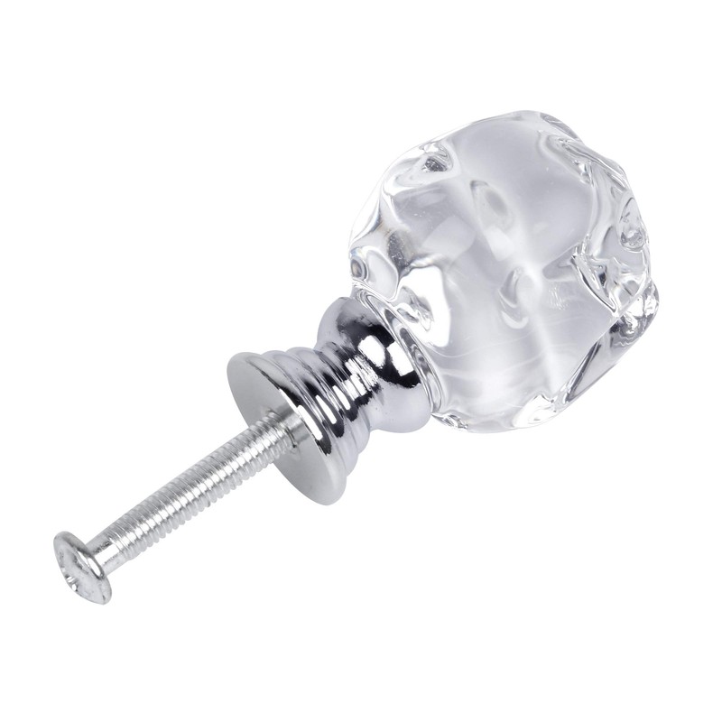 Milkary 10 Pcs Crystal Glass Door Knobs, Skull Clear Glass