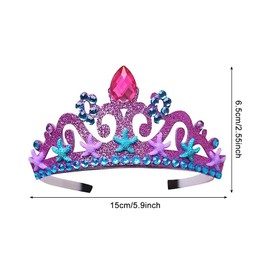 Mermaid Princess Jewellery, 6 Pieces Princess Dress Gift, Mermaid Necklace Earrings, Mermaid Crown Set, Little Girls Jewellery Sets, for Dance Parties and Role Play