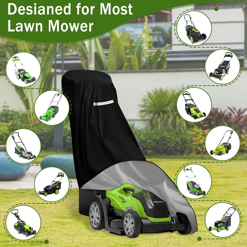 Lawn Mower Cover,Heavy Duty 420D Polyester Oxford Push Mower Cover,Waterproof,UV