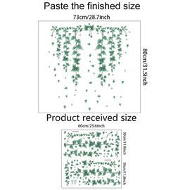 Mansoyun Natural Landscape Wall Sticker Green Rattan and Flowers, Green Leaves and Floral Pattern, Green Hanging Plants, Wisteria Wisteria, Butterfly and Birdcage Design, Natural Style Interior Seal