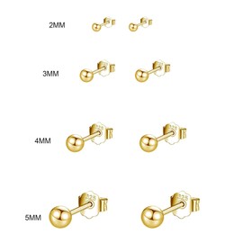 Bo Win 4 Pairs 925 Sterling Silver Earrings Gold Stud Earrings Set Ball Earrings Gold Small 925 Silver Earrings Women Men Stud Earrings Gold Earrings for Women Girls Women Men
