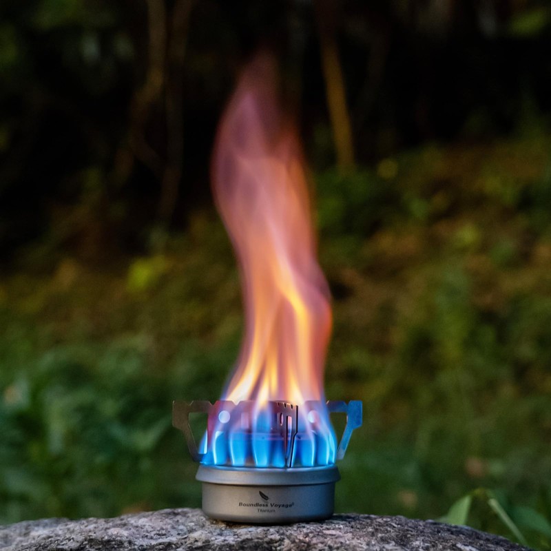 Boundless Voyage Titanium Spirit Burner Mini Alcohol Stove with Brackets