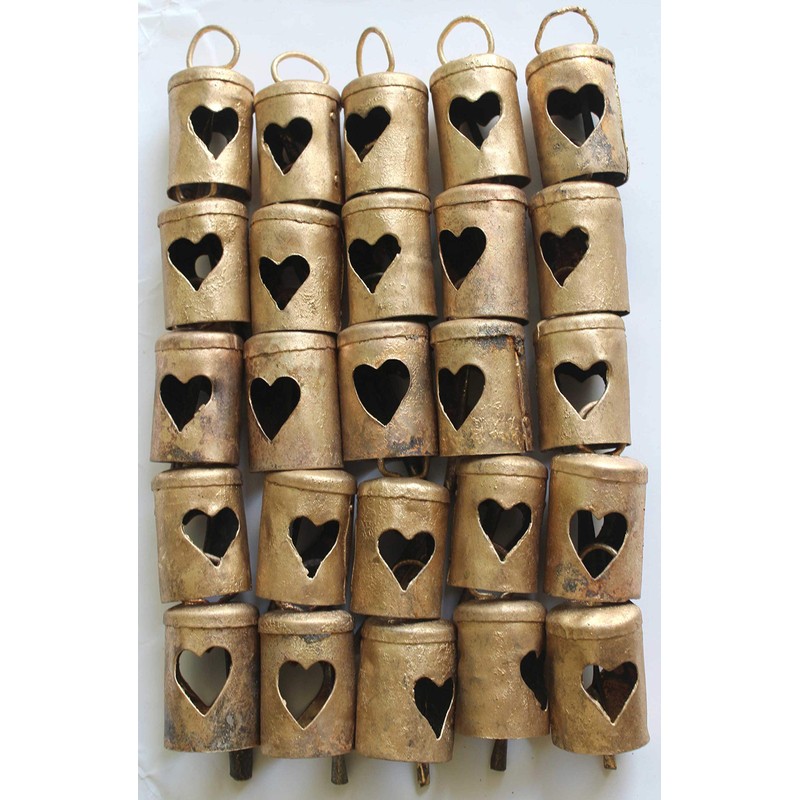 Thirty Six Tin Bells with Metal Striker (2.5" Heart Bells)