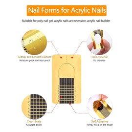 Yokilly Nail Forms for Acrylic Nails, 100PCS Nail Forms for Polygel Nail Tips Guide, Nail Forms For Builder Gel, Nail Forms Roll for Salon Nail Former Stickers with Numbers Marked for Nail Art DIY