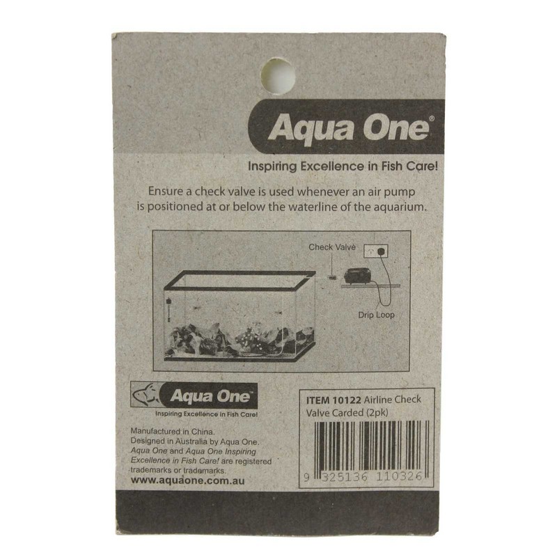 Aqua One Airline Check Valve/Non-Return Valve (2pk) for Aquarium Air