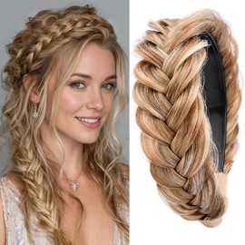 Diadema Trenzada Ancha y Desordenada con Dientes Diadema Trenzada de Pelo Sintético Trenzas de Alta Elasticidad Tira de Pescado Gruesa Trenzada para el Cabello Postizo para ni