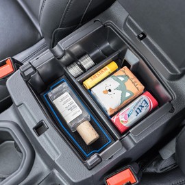 PIMCAR Center Console Organizer for Jeep Wrangler JL/JLU (2018-2026) & Gladiator JT (2020-2026) | Armrest Storage Tray | Interior Accessories (Not for JK/JKU) | Blue Liner Trim