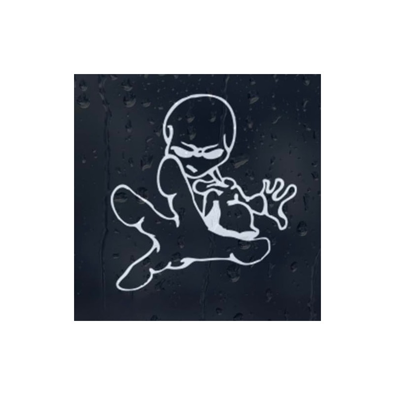 Cartoon-Alien-Aufkleber, Vinyl, 15 cm, Weiß