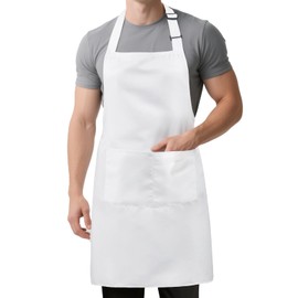 Cardkiss Chef Apron for Men and Women, Water & Oil Resistant Cooking Kitchen Aprons for Women with 2 Pockets, 3 Color option(White)