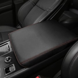 DEYTOP Console Armrest Cover for Lincoln Aviator 2020-2025 Accessories Center Console Cover for Aviator 2020 2021 2022 2023 Anti-Scratch Armrest Pad Protector (Black with Red Stitches)