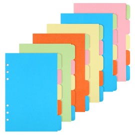 30 Sheets / 6 Sets A5 Folder Dividers, 5 Coloured Dividers A5 6 Holes, 21 x 15 cm Folder Index A5 for Ring Binder, Planner, Notebook